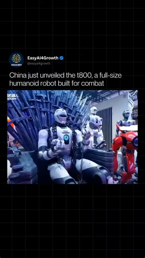 AI | Technology | News on Instagram: "🤖 China has revealed the T800 at the 2025 World Robot Conference in Beijing. The name clearly references Terminator, but the machine itself is very real. EngineAI presented it as a full size humanoid robot built for combat related and high risk tasks. It features advanced AI vision, precision sensors, and a reinforced frame designed for places where humans cannot safely operate. EngineAI says the T800 is meant for situations that need autonomous movement, f