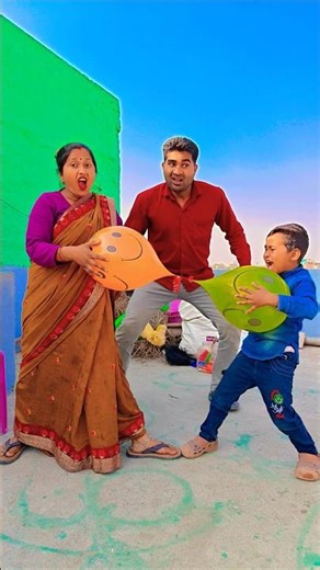 Daddy Solve Balloon Sibling Problem 🎈🤣#shortsfeed #funnyshorts #youtubeshorts