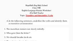 Class-VIII-Transitive-intransitive-WKS-HE.pdf - English Language - Notes - Teachmint