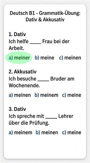Deutsch B1: Dativ oder Akkusativ?