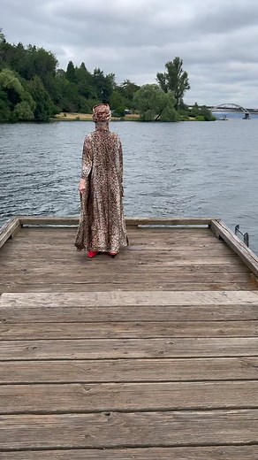 Old Lady Model with White Hair Walking the Runway