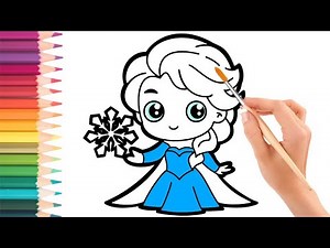 How to Draw Elsa Princess from Frozen - Easy Step-by-Step Guide for Kids!