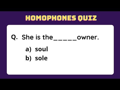 Homophones Quiz | Grammar Quiz | English Test