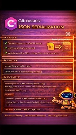 JSON Serialization in C# 💻Convert objects to JSON easily 🚀#CSharp#DotNet#WebAPI