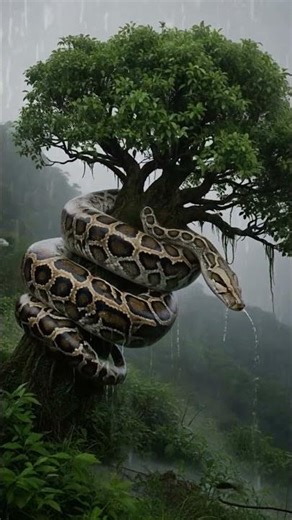 When Rain Falls, the Python Awakes #rain #nature #relaxing #python #shorts
