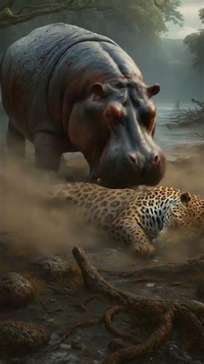 Hippo vs. Jaguar #animalshowdown #wildlife #animals #wildlifeentertainment #jaguar #hippo