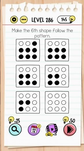Brain Test Level 286 Answer | Make the 6th shape follow the pattern