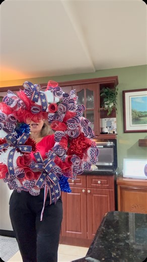 Michelle Dulevich | Here’s a quick tutorial on how to make my Fourth of July wreath! I will do a longer one on YouTube soon! But I think you can grasp the idea... | Instagram