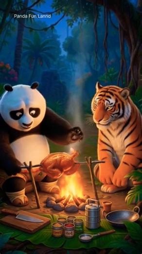 Angry Chicken vs Panda 😱 | Tiger Saves Panda 🐯 | Funny Panda Story #shorts #panda #cartoon #funny