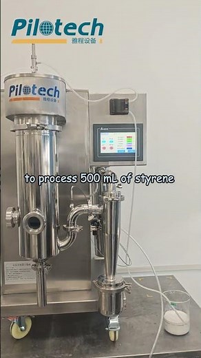 Styrene Spray Drying with Zero Sticking 72% Yield Results Pilotech YC-500 #lab #labequipment #drying