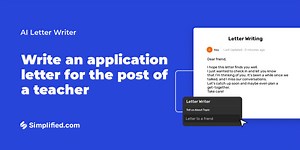 Generate application letter for the post of a teacher