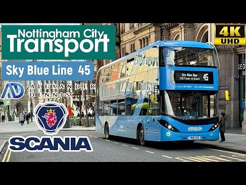 [Nottingham City Transport: Sky Blue Line 45 to Mapperley & Gedling] ADL Enviro400City Scania N280UD