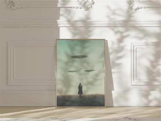 Surreal Sci Fi Landscape Poster Printable UFO Print Alien Wall Art Surreal Wal Decor Photography Retro Digital Art Alien Abduction Print - Etsy