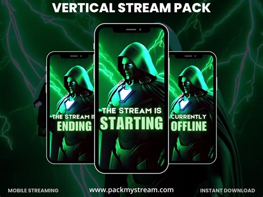 Vertical Stream Overlay Pack | Green Lightning Dr Doom Inspired Mobile Stream Screens | Tiktok Live OBS Overlay | Neon Storm Stream Kit - Etsy Australia