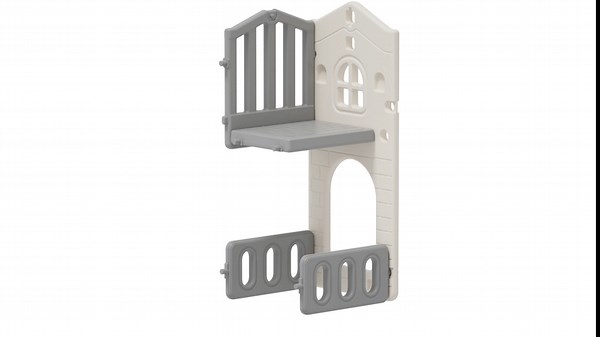 YUFU 5 in 1 Toddler Slide, Kids Slide with Climber, Basketball Hoop and Ball, Outdoor Indoor Playset for Toddlers Age 1-3 (Beige+Gray)