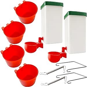 No Mess Bird Feeder Water Dispenser Set 4pcs Hanging Cage Cups Birds Feeders Seed Bowl Bird Cage Suspended Automatic 1L Water Dispenser Suitable for Raising Pigeons and Parrots