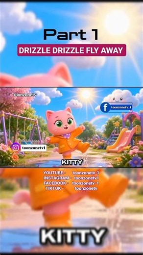 Drizzle Drizzle Fly Away ☔🌈 {1}| Cute Pink Kitty Nursery Rhyme | Kids Songs | Toon Zone TV #Shorts
