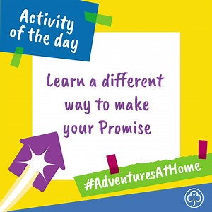👌 Today's activity: Make your promise in Makaton! Makaton is a language programme that uses signs and symbols. Anyone can practise making the Makaton promise (even if you've already made yours!). 🤚 See more instructions and videos: https://bit.ly/2xHZ0Lj #AdventuresAtHome | Girlguiding