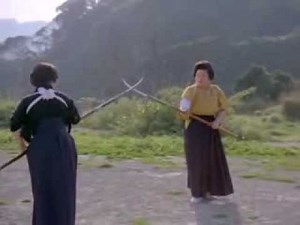 Japanese women practicing naginata-jutsu