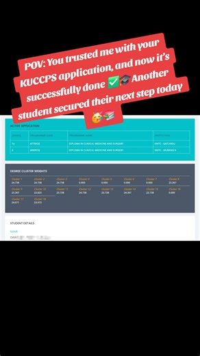 POV: You trusted me with your KUCCPS application, and now it’s successfully done ✅🎓 Another student secured their next step today! 🥳📚 #KMTC #KUCCPS #KUCCPSApplication #KenyaStudents #helB