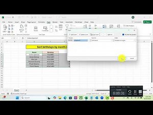 Sort birthdays by month in Excel