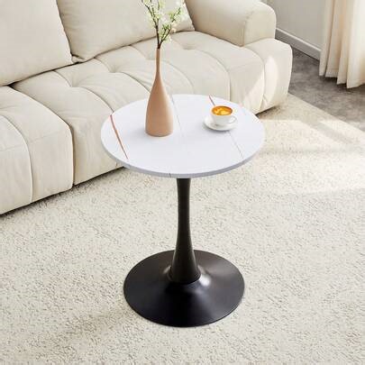 Modern Round Dining Table, 23.6 Inch Small Circle Tulip Table With Thickened Tabletop And Sturdy Metal Pedestal Base, Compact Bistro Table For Kitchen, Dining Area And Living Room, Space-Saving Design Ideal For Small Apartments, Cafe Corners And Breakfast Nooks, Smooth Surface, Easy To Clean And Easy Assembly, Perfect For Christmas And Thanksgiving Home Decor | SHEIN