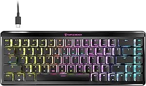 Turtle Beach Vulcan II Mini Air 65% Wireless Optical Mechanical Gaming Keyboard, Bluetooth, Customizable RGB Lighting, Detachable Cable, Smart Keys, On-Board Profiles, 200M Keystroke Life – Black
