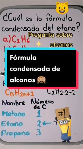 Fórmula condensada o molecular de alcanos. #quimica #alcanos #formulacondensada #etano