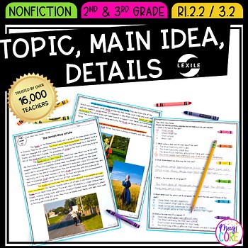 Main Idea & Supporting Details Reading Comprehension Passages 2nd & 3rd Grade