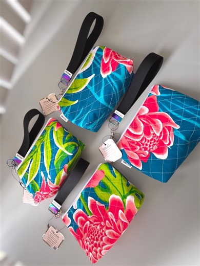 Quilted Floral Wristlet: Handmade Hawaiian Pouch With Removable Strap - Etsy