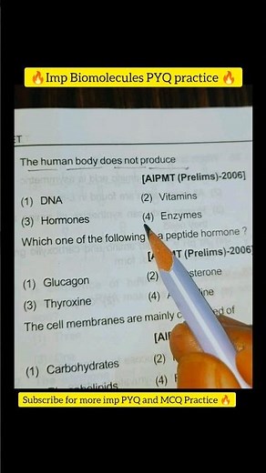 🔥👉Biomolecules PYQ practice 💪🔥#neet #neet2024 #aiims #mbbs #doctor #biology #biomolecule #shorts