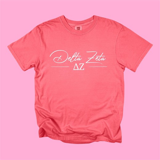 Delta Zeta Shirt // DZ Greek Letters and Script Tee // Sorority Shirts // Sorority Gifts // Big Little Gift - Etsy