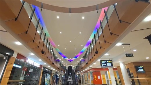 A recap, this feature, in Solihull Shopping Centre was white light Tubes and #AuraLED were tasked with creating a stunning ceiling pattern. Have a look at what we call #teardrop #pixel Our #auratec technicians worked nights for the installation to create this stunning masterpiece and the look is fantastic. AuraLED the Home of LED Lighting Solutions: www.auraled.co.uk | Auraled Lighting