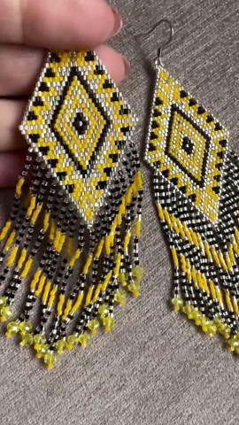 Extra Long Beaded Earrings, Ethnic Style, Huichol Design, Mexican Dangles, Indigenous Product - Etsy