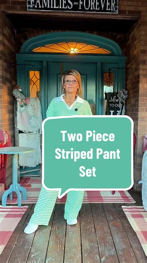 KatchMe Women's Casual Color Matching Stripe Long Sleeve Top & Wide Leg Trousers Co-ord, Soft V-Neck Loose Two Piece Outfits, Comfortable Womenswear #womansfashion #tiktokshopcreatorpicks #katchme #loungewear #twopieceset @Katch Me