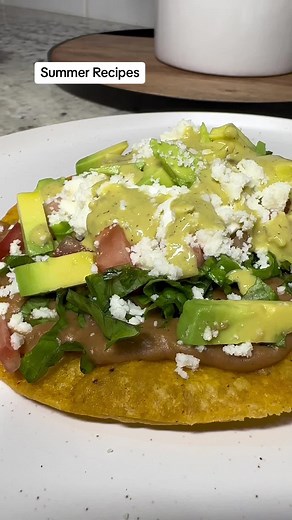 These tasty refried bean tostadas make a quick and delicious snack or lunch! #easyrecipe #longervideos #beans #tostadas