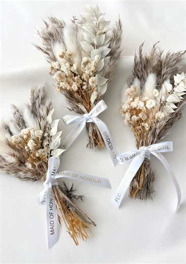 Boho Dried Flower Bridesmaid Bouquet Bridesmaid Proposal Maid of Honour Bouquet Neutral Wedding Flowers Bridesmaid Gift Mini Dried Florals - Etsy