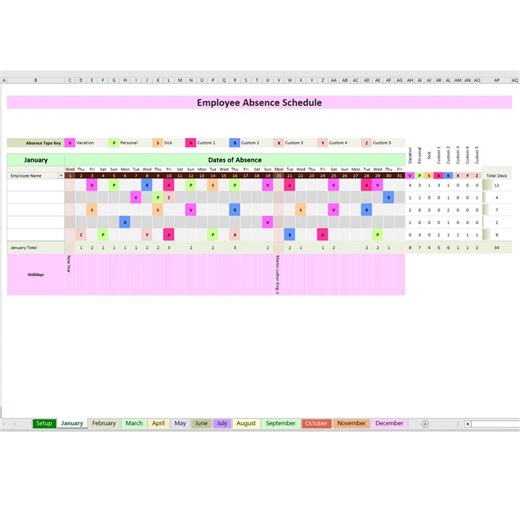 Employee Absence Tracker Calendar| Tracking Points | Editable Excel Template | HR Vacation and Sick Leave Planner Monthly & Annual Tracking - Etsy Australia