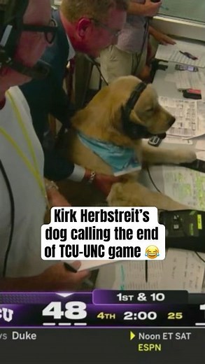 Kirk Herbstreit put the headset on his dog 😭