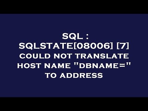 SQL : SQLSTATE[08006] [7] could not translate host name "dbname=" to address
