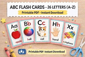 ABC Flash Cards Printable for Toddlers (A–Z) | Preschool Alphabet Learning Cards | Homeschool & Kindergarten PDF - Etsy UK