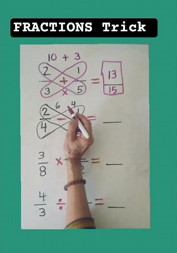 Fractions Trick in seconds # Adding, Subtracting, Multiplying and Dividing Fractions