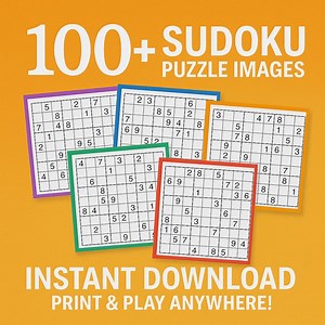 100 Printable Sudoku Puzzle Images | Instant Download Logic Game Bundle | Easy to Hard Brain Games for Adults & Kids - Etsy
