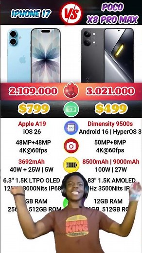 Poco X8 Pro Max vs iPhone 17 😱😱 #pocox8pro #pocox8 #pocox8promax