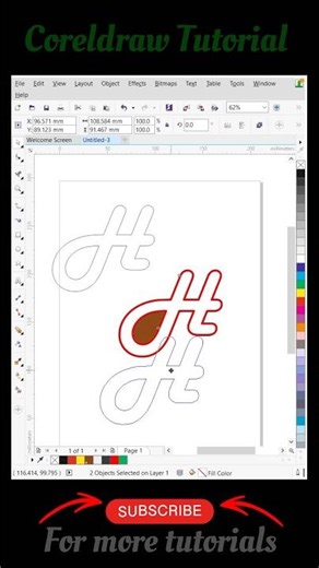 Counter a letter | Coreldraw tutorial #shorts