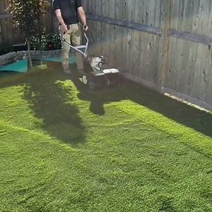 Power brooming is just one part of SYNLawn Ottawa's precision install process. As they say, the devil is in the details. | SYNLawn