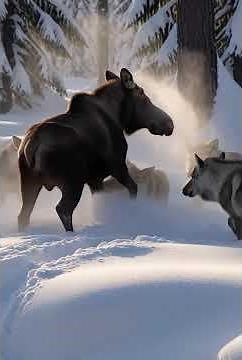 Epic Snow Battle Moose vs Wolf Pack!