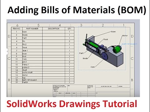 Adding Bill of Materials BOM and Balloons SolidWorks Drawings Tutorial