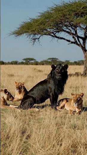 Rare Black Lion Sighting in the African Savannah AI Generated #blacklion #lion