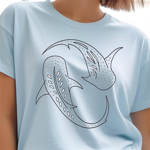 Minimalist Whale Shark Outline PNG | Sublimation Design (digital Download) - Etsy